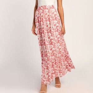Lulus Sweetly Blooming Ivory Floral Print Tiered Maxi Skirt White - Size M